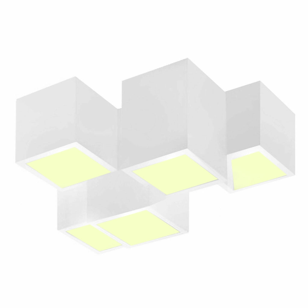Lampada gesso da soffitto plafoniera a 5 cubi attacco faretto GU10 luce naturale