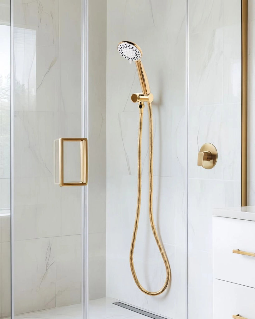 Set doccia con tubo flessibile 3 modalità di spruzzo Metallo oro classico moderno