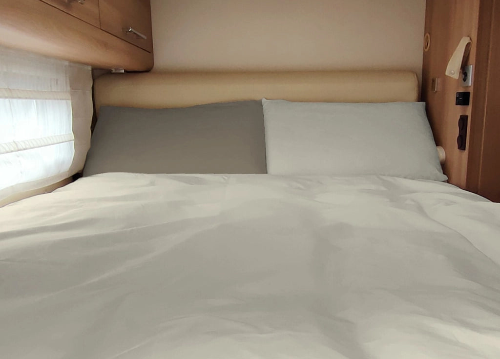 Sacco Copripiumino Camper Roulotte 100% Cotone PERSONALIZZABILE Tinta Unita Double Face - Matrimoniale - Panna-Tortora