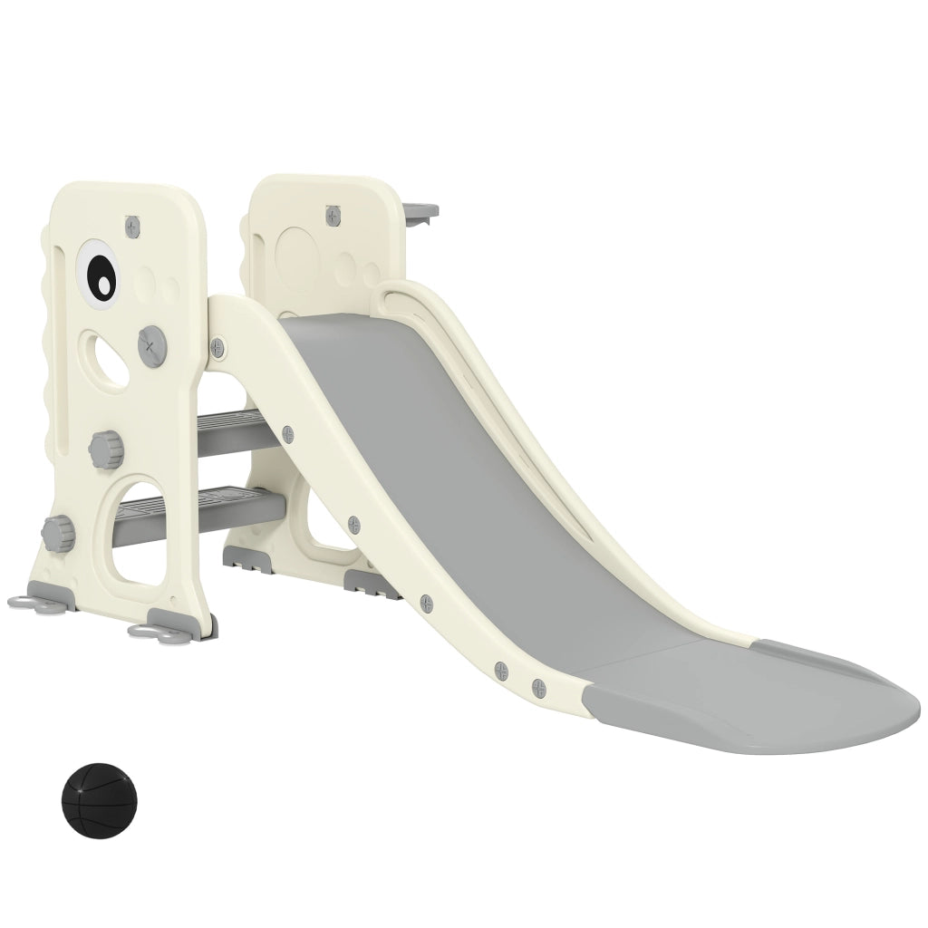 Scivolo per Bambini con Dinosauro e Canestro ¨C Xylo ¨C Crema 146x52x65 cm