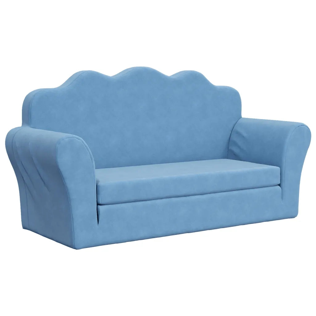 Divano Letto per Bambini a 2 Posti-Sofa Letto-Daybed-Divanetto Blu in Morbido Peluche 444125