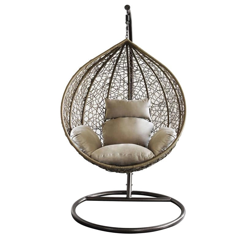 DONDOLO GIGLIO REALIZZATO CON STRTTURA IN ACCIAIO OPACO TORTORA WICKER NATURALE 105 X 71 X H118 CM