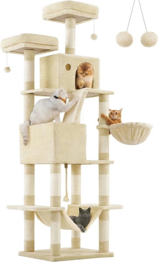 Palo di protezione per gatti XXL - Multiple lamelle - Altezza 206 cm - Beige e stile