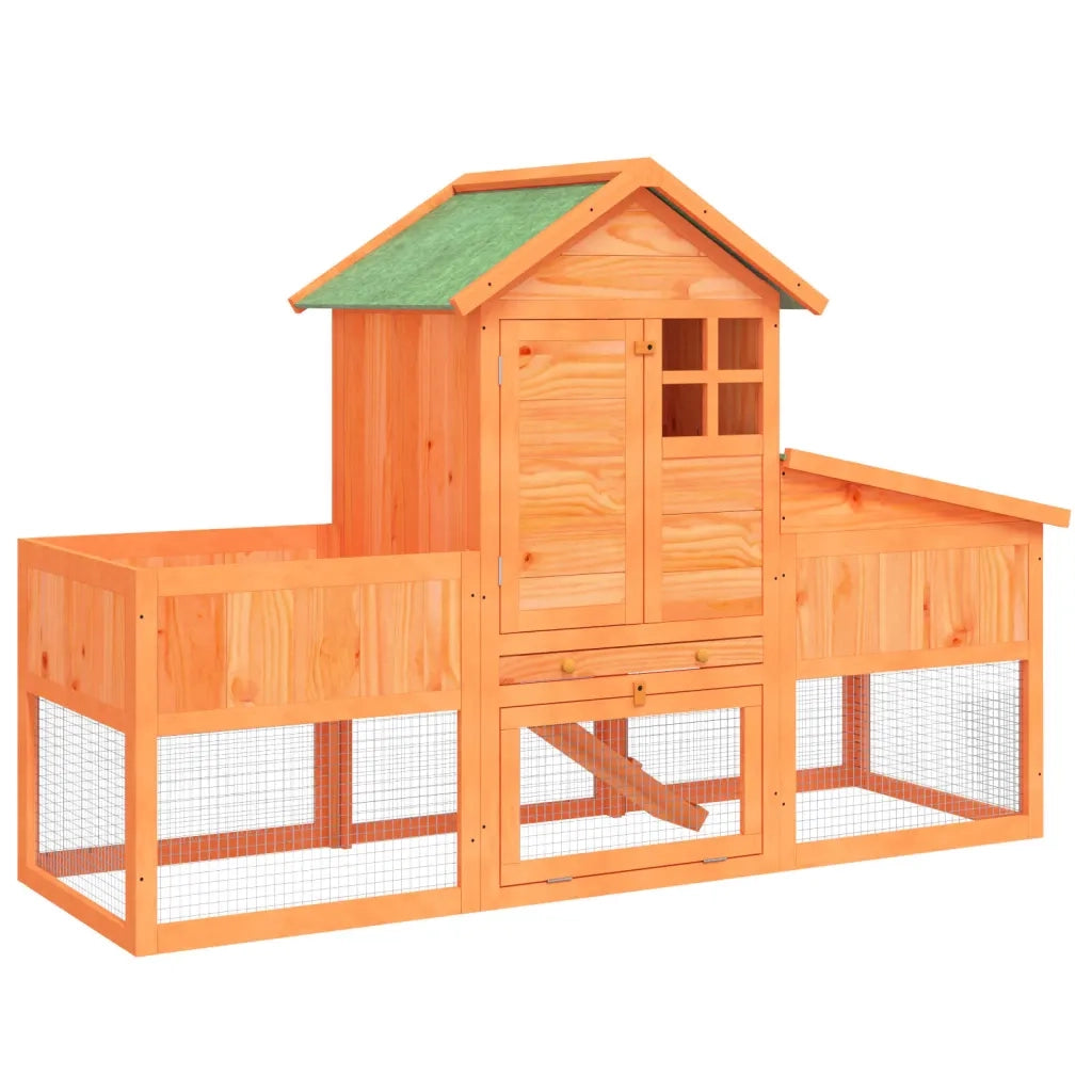 vidaXL Conigliera Marrone 170x63x113 cm in Legno Massello di Pino