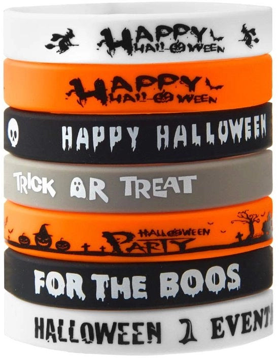 Bracciale da Halloween per adulti - 36 pezzi - silicone/rubrica - 7 motivi Halloween - pipistrello/zucca/spettro - duraturo - adatto per adulti - bracciale da festa