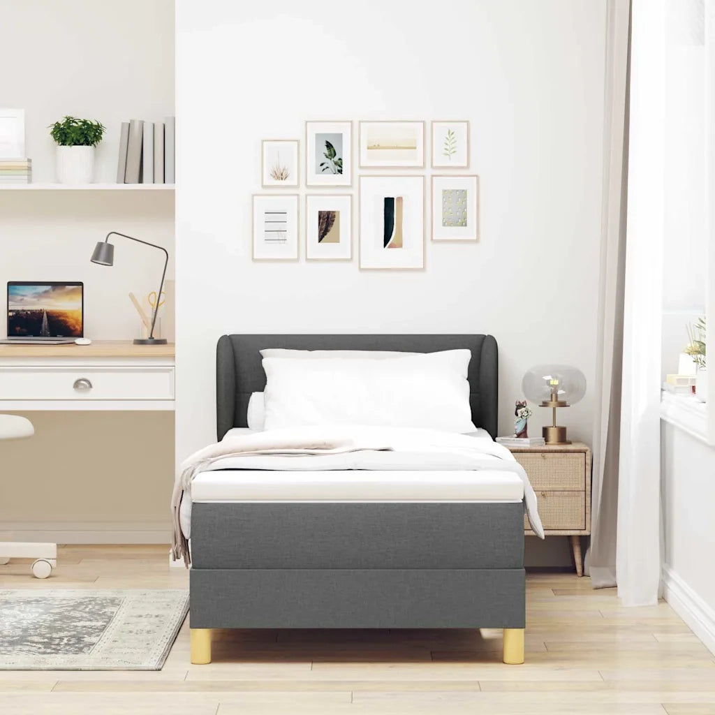 Letto a molle con materasso Grigio scuro 100 x 200 cm Tessuto 3340200
