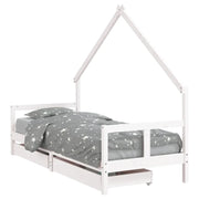 Giroletto Bambini | Letto Infantile | Lettino con Cassetti Bianco 80x200cm Massello di Pino
