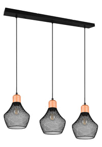 Lampada a Sospensione da Interno Attacco E27 in Metallo Nero Opaco