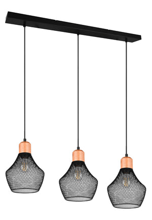 Lampada a Sospensione da Interno Attacco E27 in Metallo Nero Opaco