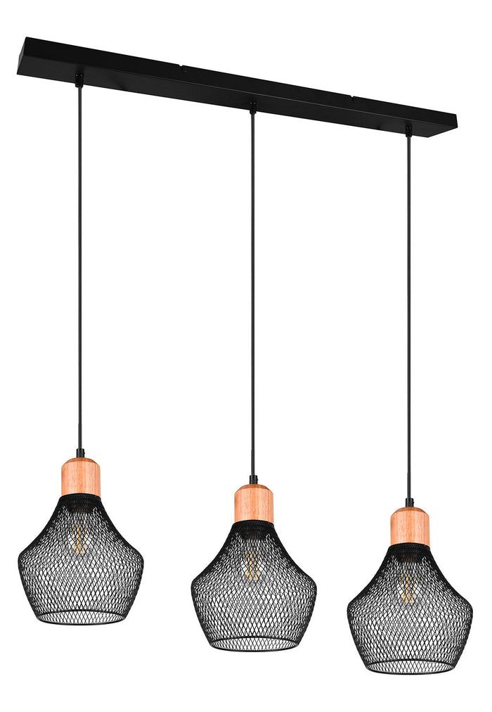 Lampada a Sospensione da Interno Attacco E27 in Metallo Nero Opaco