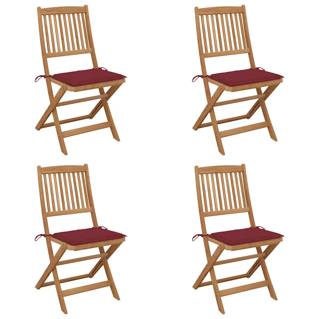 Sedie da Giardino Pieghevoli 4 pz con Cuscini Massello Acacia cod mxl 75572