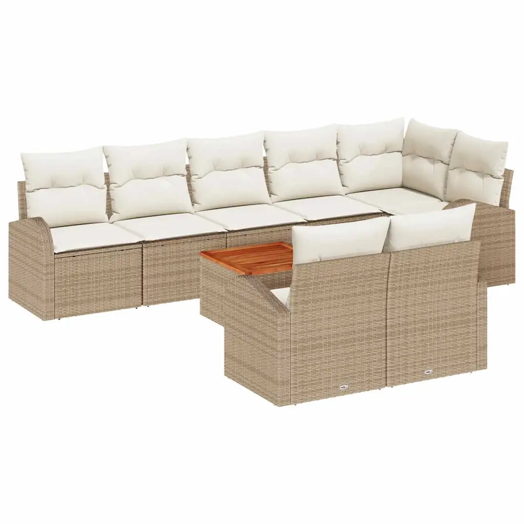 Set Divano da Giardino con cuscino 9 pcs Beige polyrattan 3347596