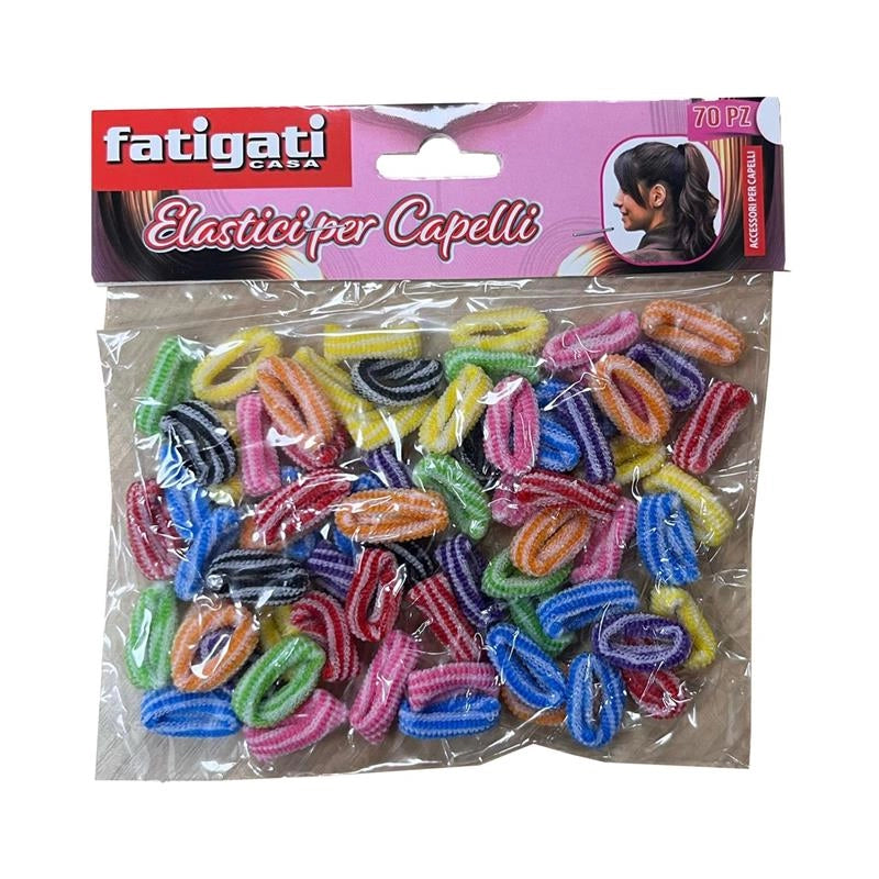 ELASTICI PER CAPELLI MATERIALE IN POLIESTERE BICOLORE 70 PZ