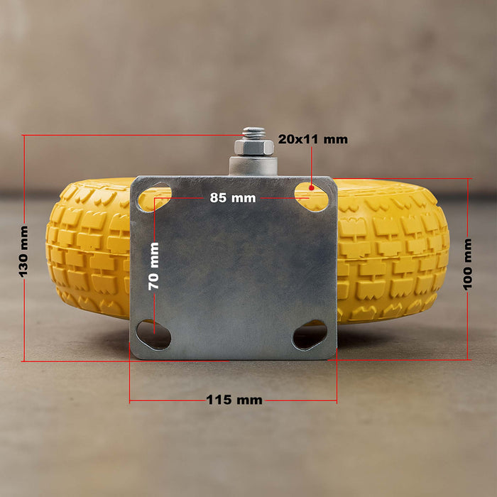 Set 2x ruote fisse da trasporto gialle 258 x 78 mm Cerchi in metallo antiforatura Max 150kg/ruota