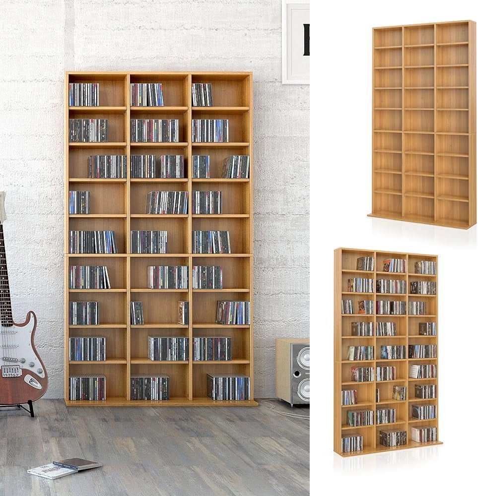 Scaffale porta cd Jukebox, Faggio, 102 x 178 cm