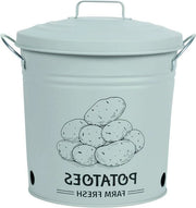 Contenitore di metallo con coperchio per patate bianche - Ø 27 x H 22 cm - capacità 5 l
