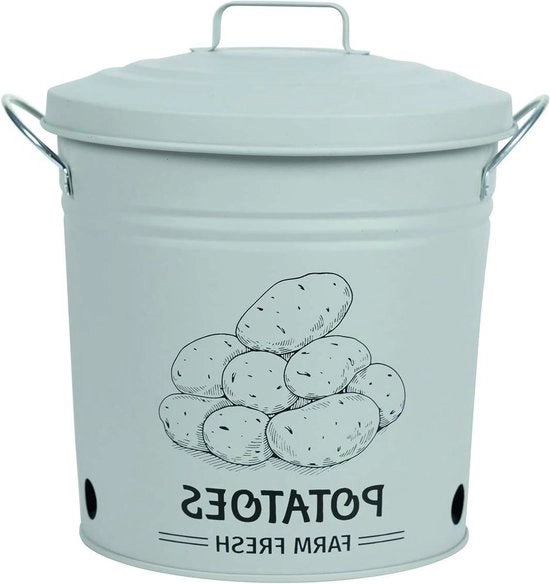 Contenitore di metallo con coperchio per patate bianche - Ø 27 x H 22 cm - capacità 5 l