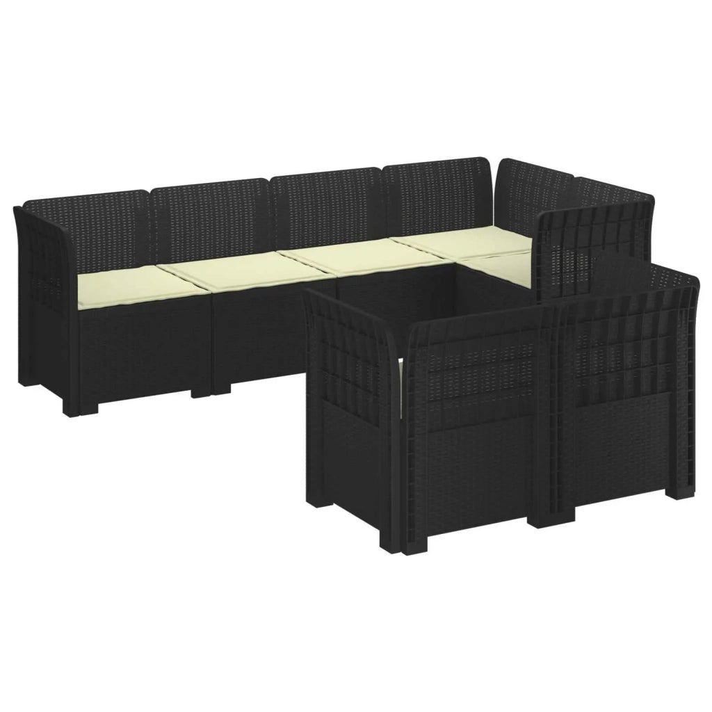 Divano 7 Posti da Giardino con Cuscini Aspetto Rattan PP 3444142