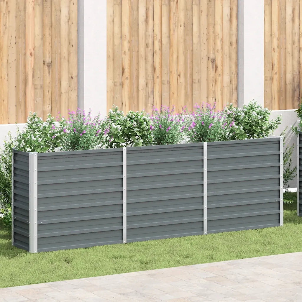 Fioriere | Cassetta per fiori | Letto Rialzato in Acciaio Zincato 240x40x77 cm Grigio
