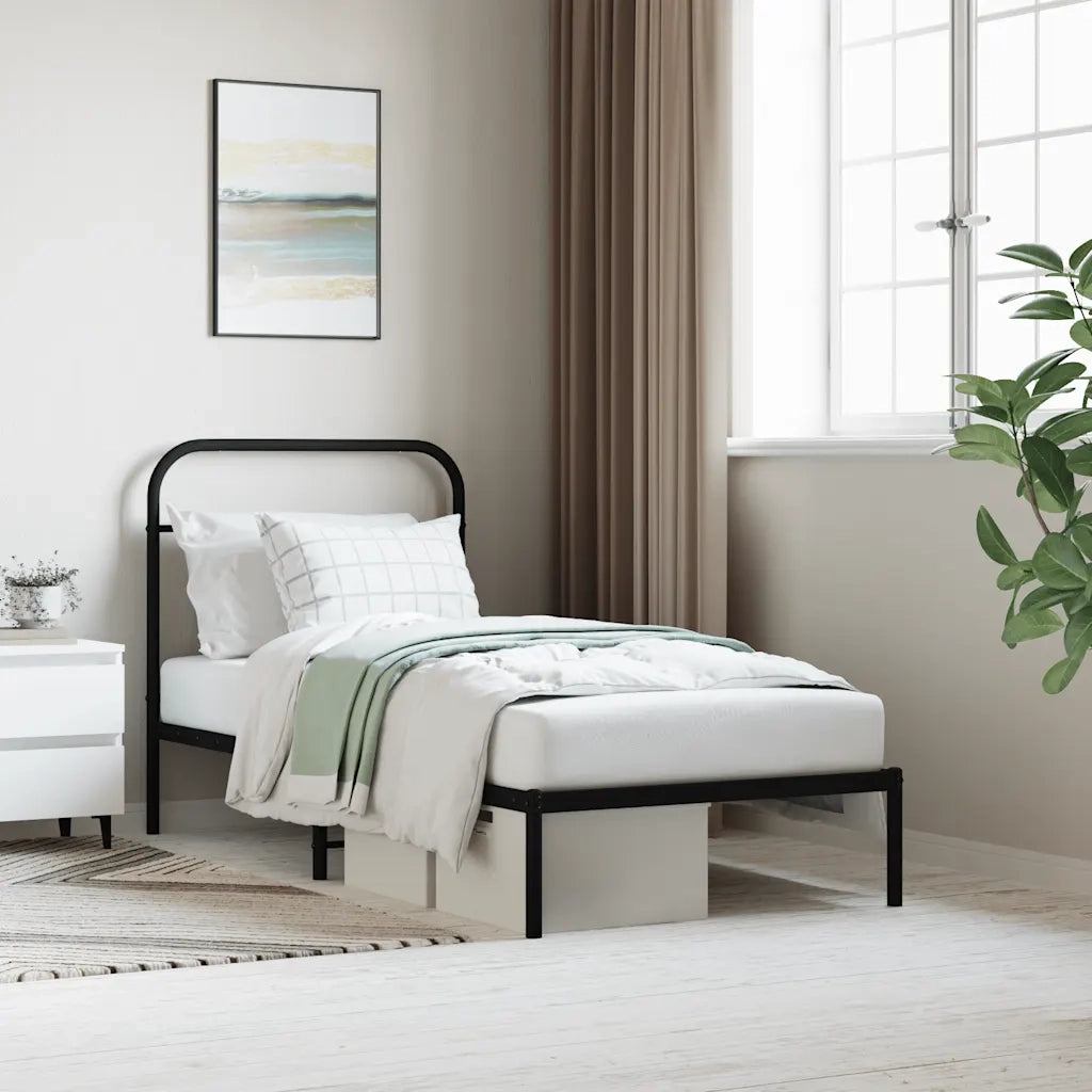 Giroletto con Testiera-Struttura Letto con testiera in Metallo Nero 90x190 cm 667798