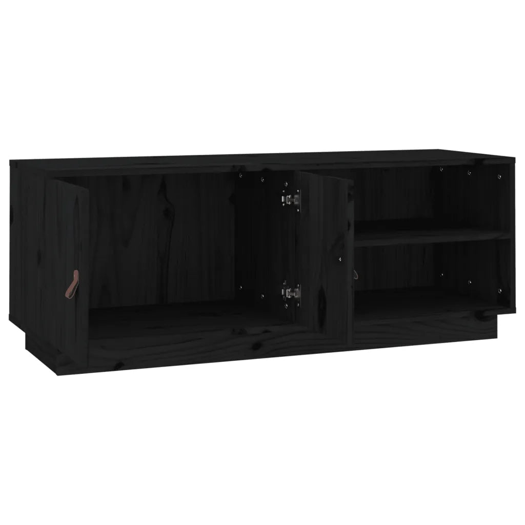 Mobile Porta TV Nero 105x34x40 cm in Legno Massello di Pino 818224