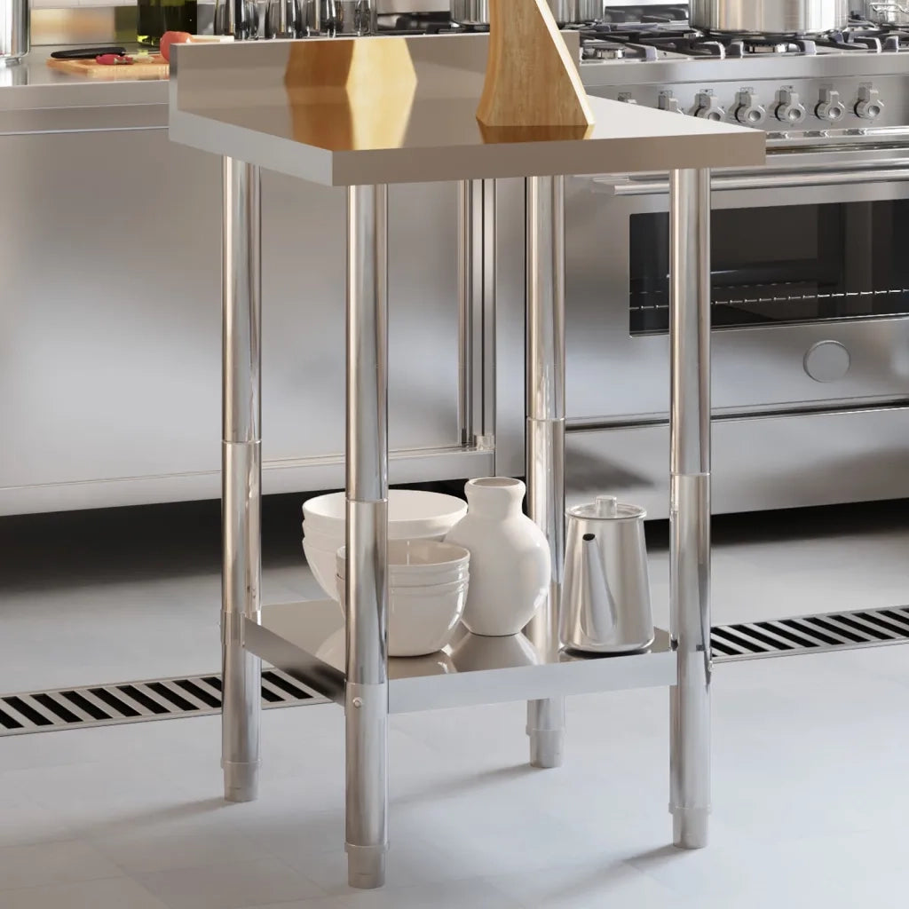 Tavolo Lavoro da Cucina con Paraschizzi 55x55x93cm Acciaio Inox CFW2217161