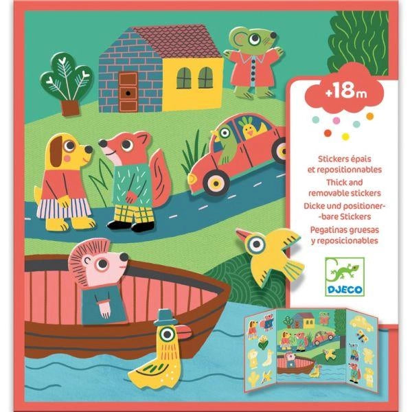Scenario con adesivi rimovibili,Gli animali,Djeco ,Eta 18 +mesi