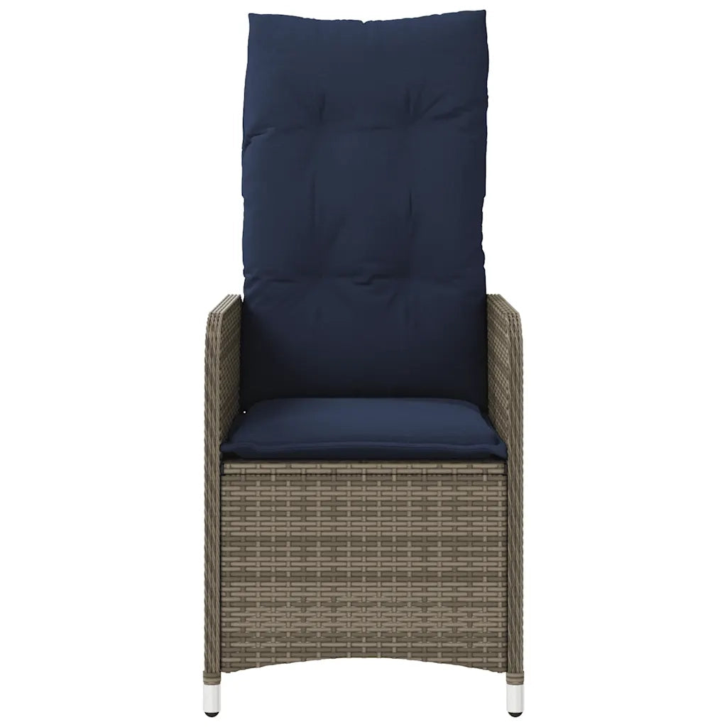 Sedie da giardino reclinabili 2 pz con cuscini grigie in polyrattan 365689