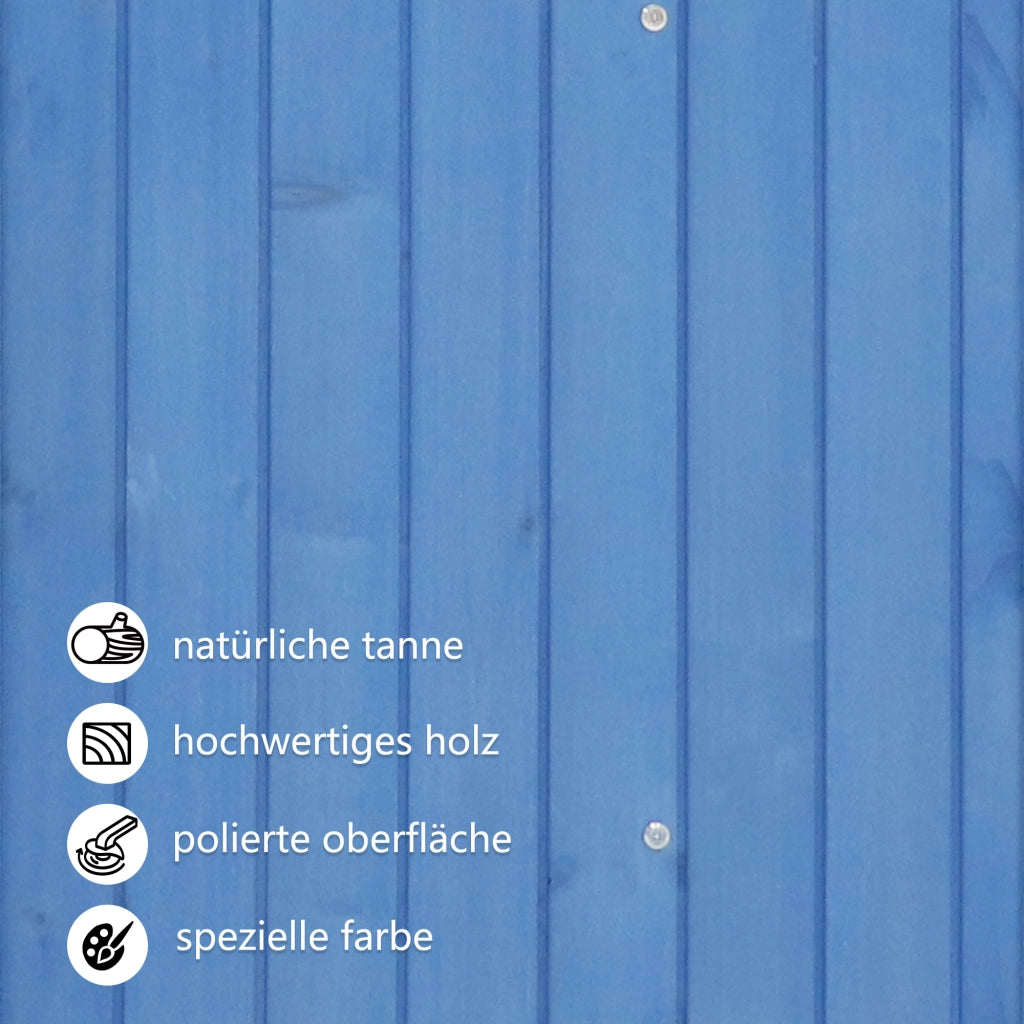 Armadio da giardino con 2 ripiani e ampio vano portaoggetti per terrazza e balcone in legno massello blu