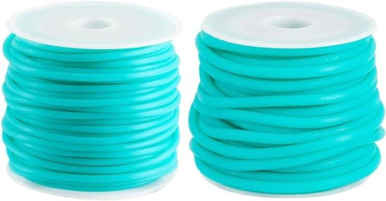 Cavo in gomma in rilievo 15m, 2mm e 3mm, colore turquesa, protezione per aghi per lavori di artigianato e gioielleria.