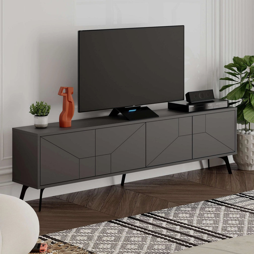 Porta TV in legno "Dune" - 180 x 29 x 50 cm - Grigio antracite