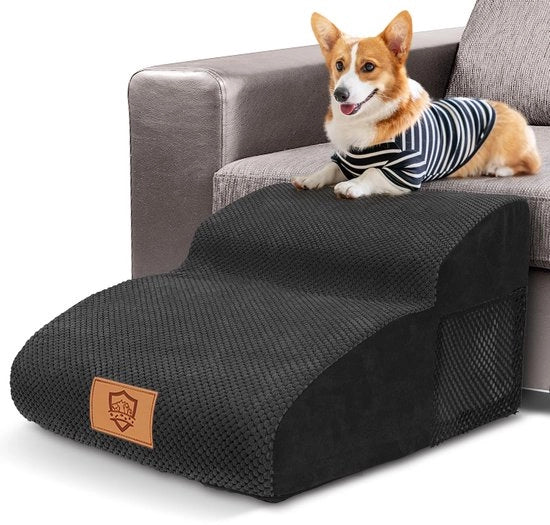 Doppia trappola per piccoli cani, rampa per cani allungabile, trappola per gatti con copertura rimovibile e lavabile, trappola antiscivolo per animali domestici, per letto, divano e trappola per gatti, nero