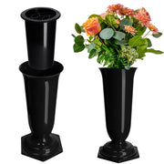 Vaso/bottiglia KADAX per cimitero, tomba, lapide, in plastica nera, 29 cm, resistente al gelo.