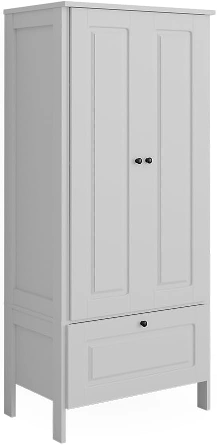 Guardaroba per bambini Ajaton, Bianco, 83.3 x 187 cm, per la conservazione di abbigliamento e accessori per bambini