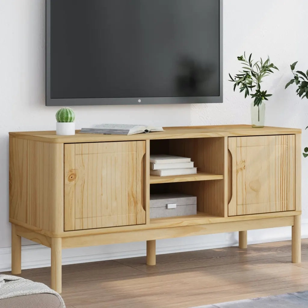 Mobile TV FLORO Marrone Cera 114x43x55 cm in Legno di Pino