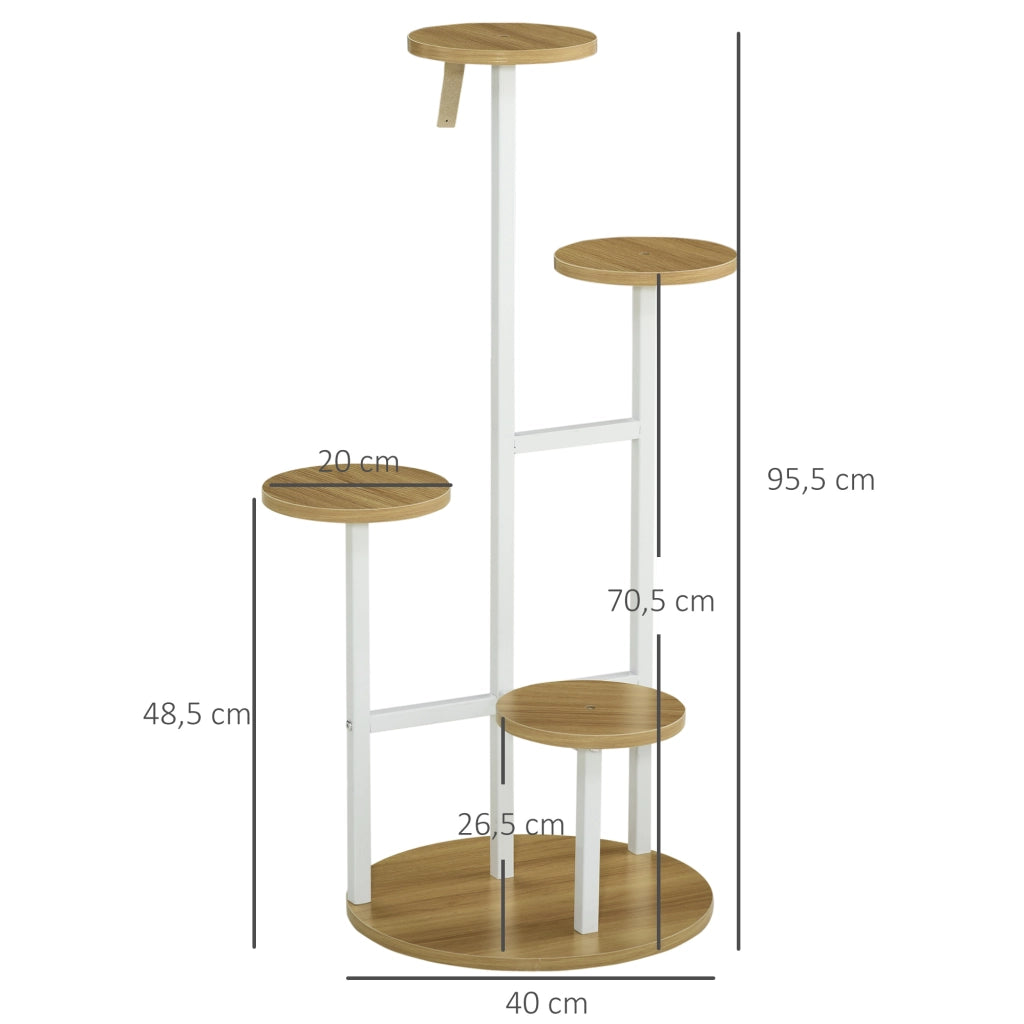 Libreria per Piante 4 Livelli ¨C Zephmum ¨C 40x40x95,5 cm Legno Naturale