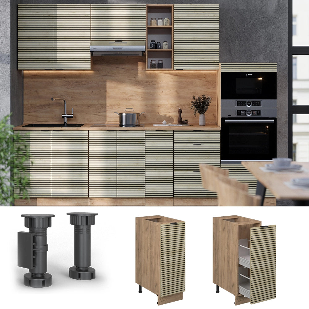 Vicco Armadio cucina dispensa alto Pannello in quercia 30 cm , PL Antracite