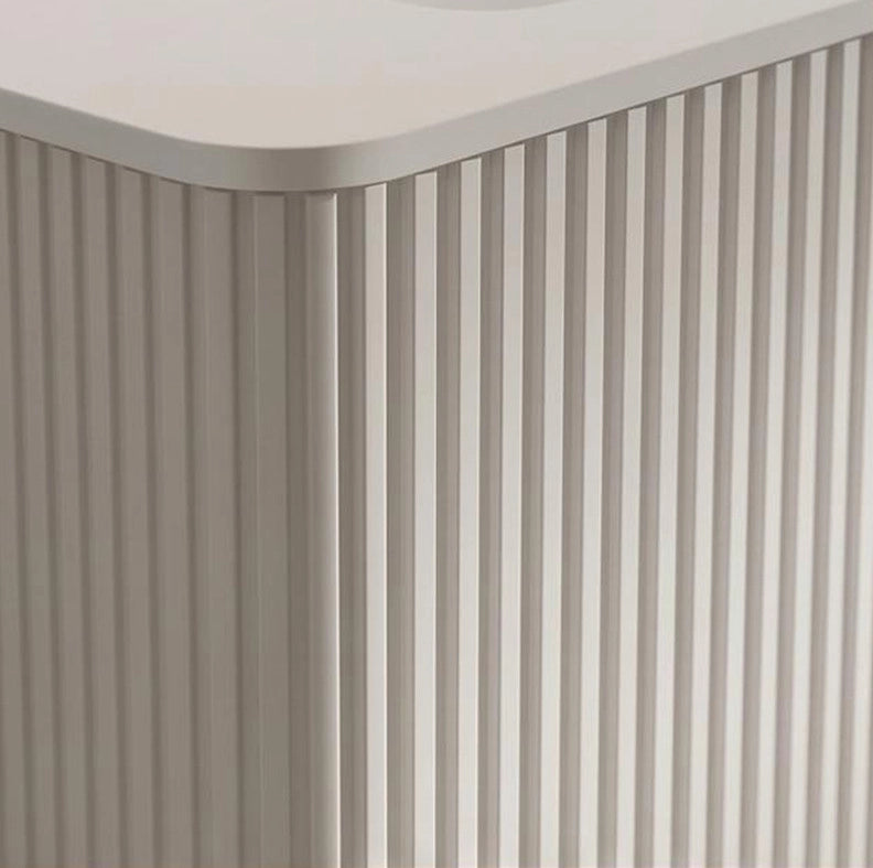 Mobile bagno sospeso 80 cm con lavabo, design scanalato, bianco, preassemblato