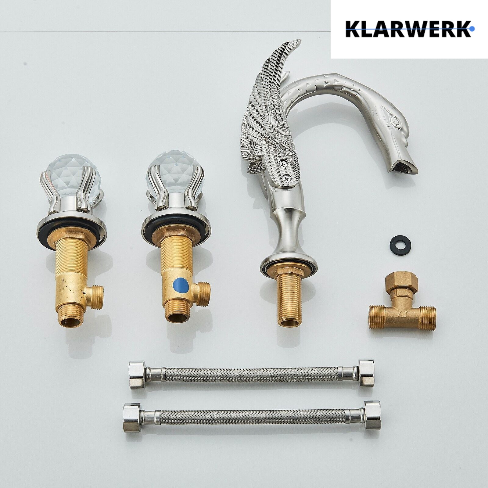 ADRIAN| Rubinetto da bagno a 3 fori grande cigno cromato  per vasca da bagno dal design lussuoso per restaurante, miscelatore per lavabo a 2 maniglie