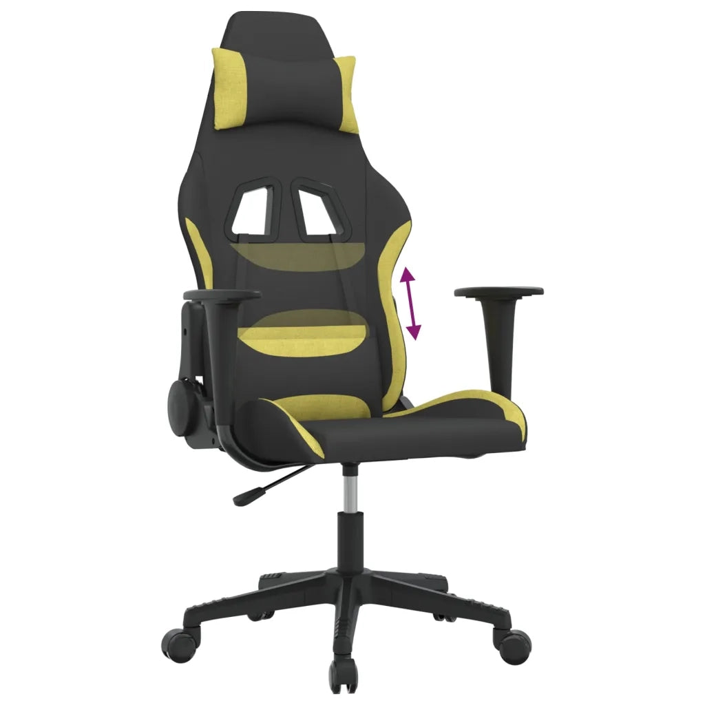 Sedia da Gaming | Sedia da e-sports Nero e Verde Chiaro in Tessuto