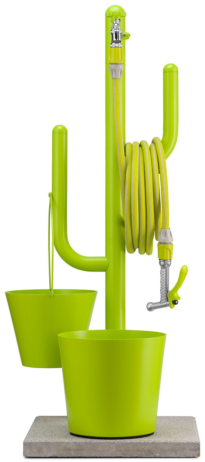 Fontana a Colonna Rubinetto Doppio in Ottone e Porta Tubo Arizona Belfer 42/ARZ Verde Acido