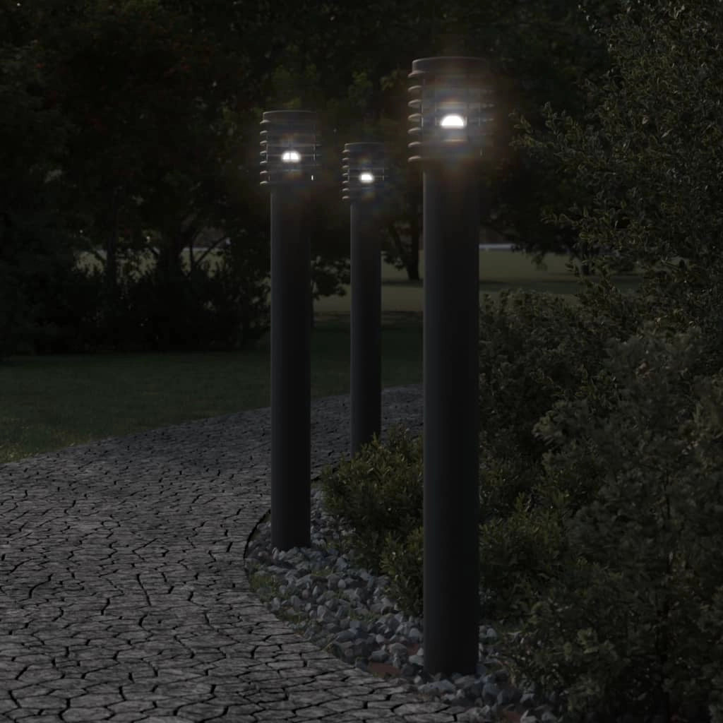 Lampada da terra per esterni con cavo di alimentazione da 110 cm acciaio inox nero 02_0042527