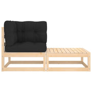 Set Divani da Giardino 2 pz | Set Salotto da Giardino con Cuscini Legno Massello Pino