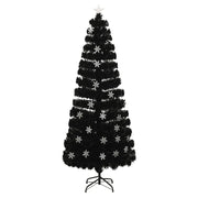 Albero Natale con Fiocchi di Neve a LED Nero 240cm Fibra Ottica 328465