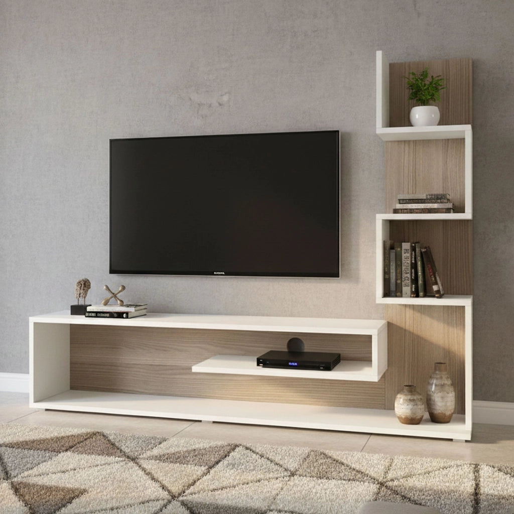 Armeno, Mobile Porta tv 5 Ripiani, 30x22x121h cm Bianco