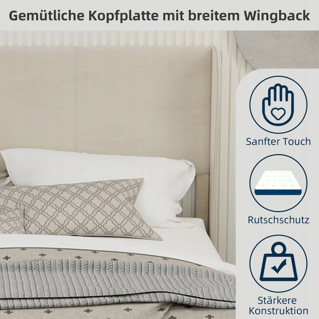 Letto imbottito 160x200 - Xylo - Beige minimalista