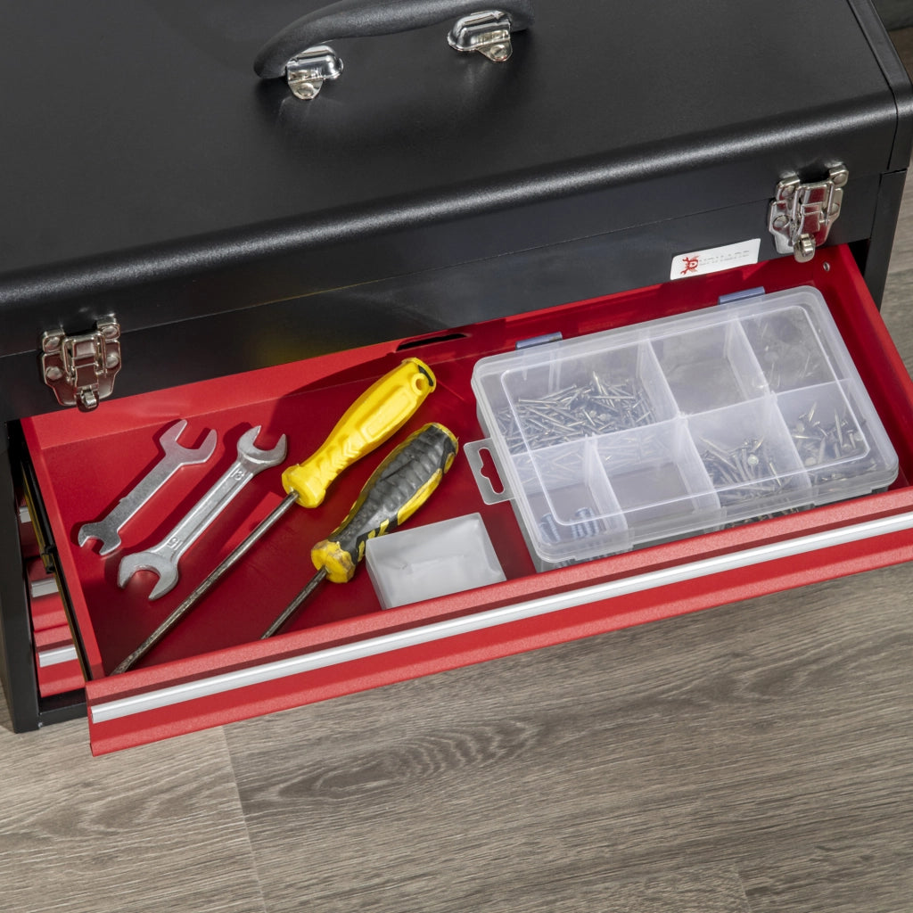 Cassettiera in Acciaio con 4 Cassetti ¨C Zephmum ¨C 51x22x39,5 cm Nero e Rosso