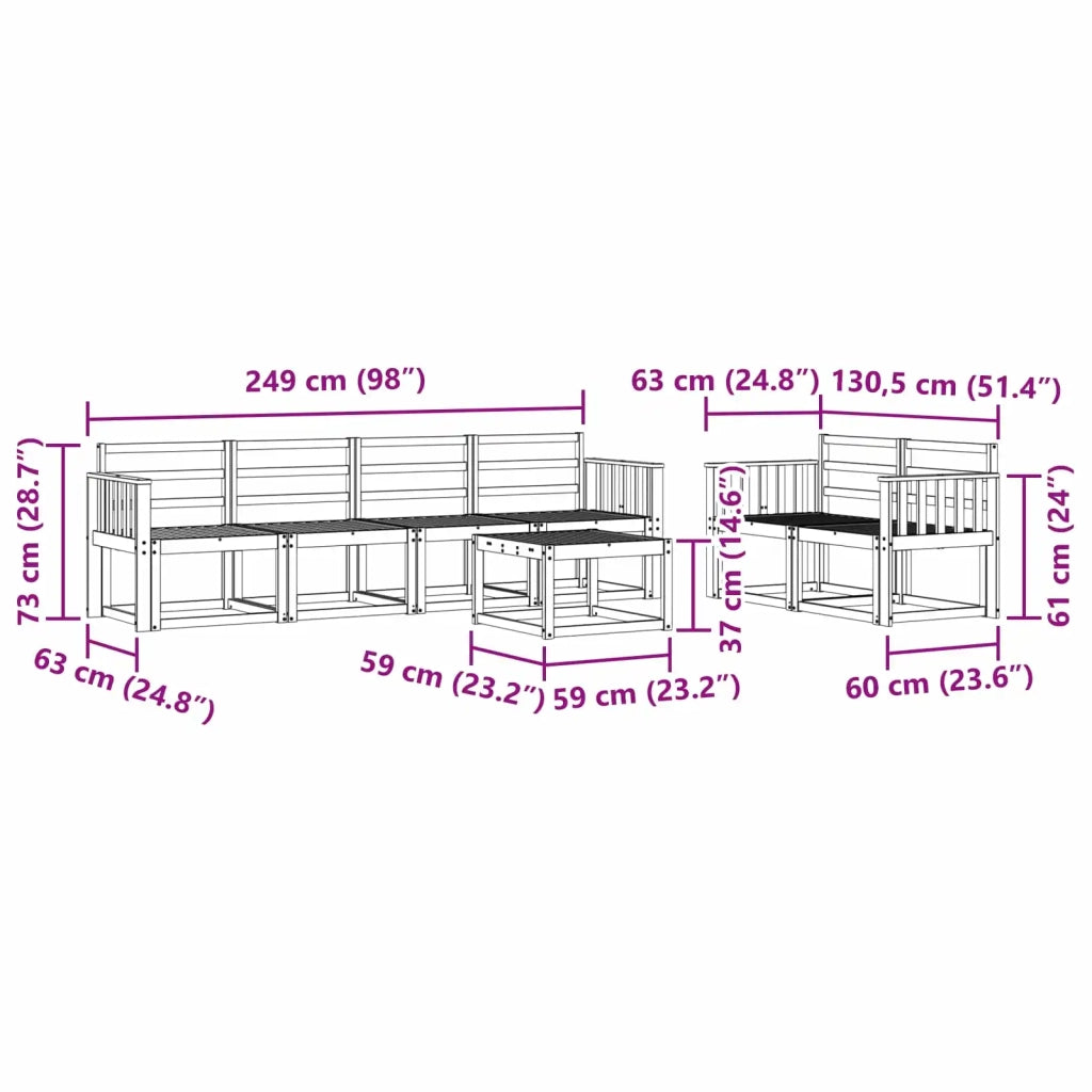 Set di divani da esterno 7 pcs Bianco 59 x 59 x 37 cm 3387273