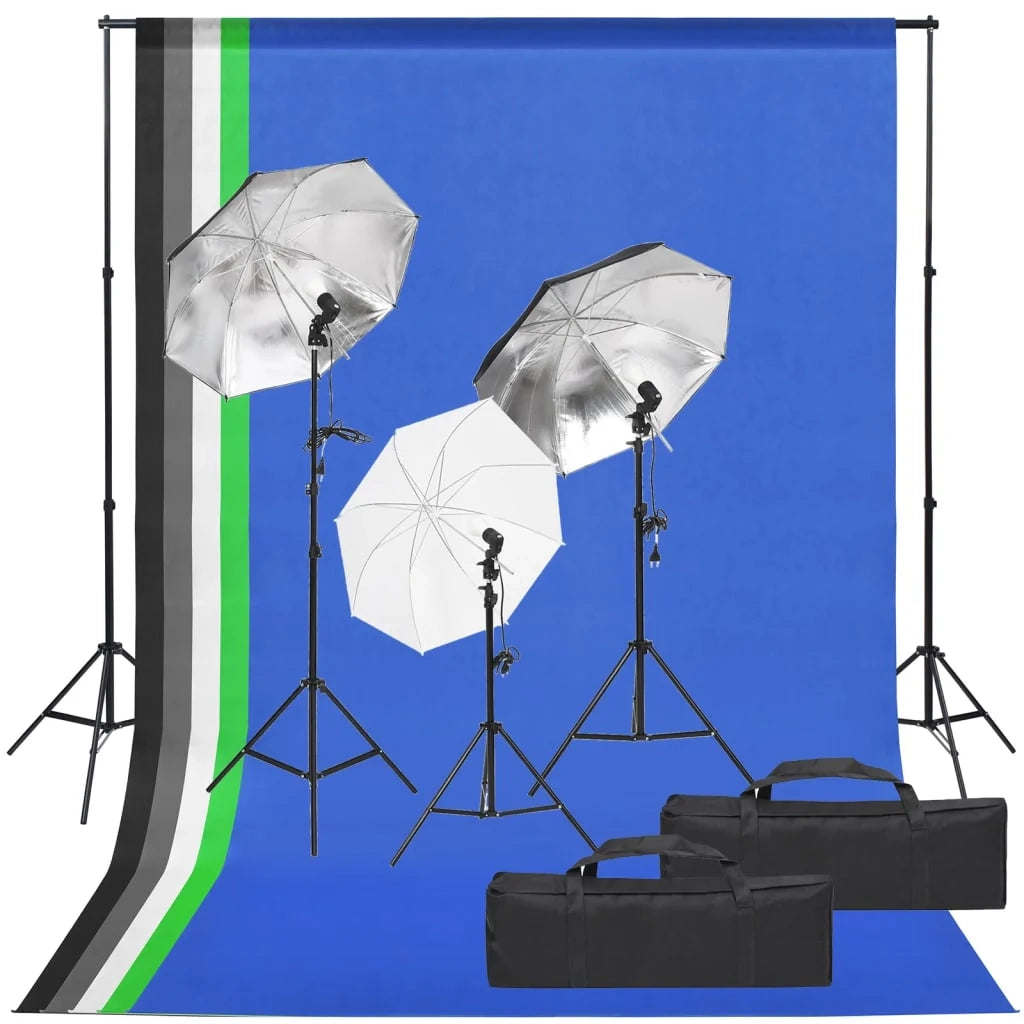 Kit per studio fotografico con illuminazione e fondale nero 02_0042419