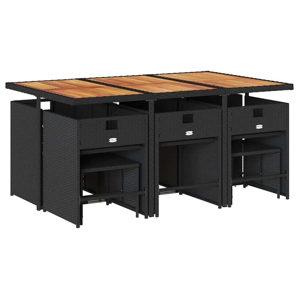 Set da Pranzo da Giardino 11 pz con Cuscini in Polyrattan Nero 3277922
